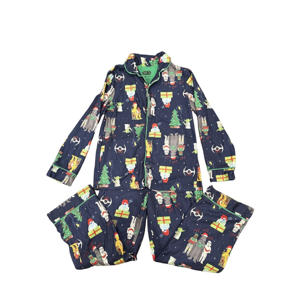 Boys Star Wars Pajama Set S Navy Green Christmas